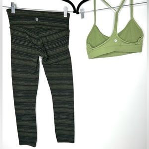 Lululemon Give Me Qi Cyber Stripe Cropped Leggings & Sports Bra Size 4 6 Small
